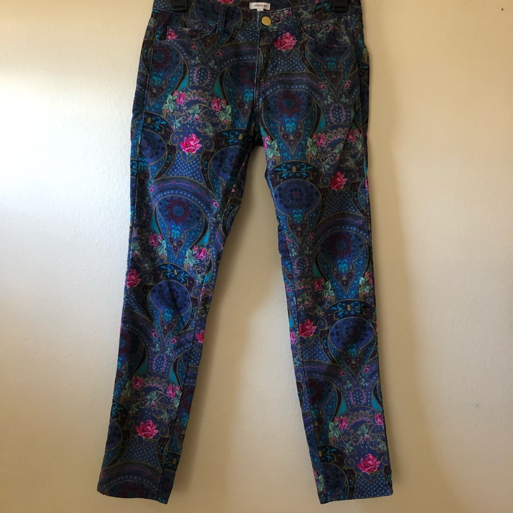 Multicolor Floral Print Pinwale Corduroy Manoush Pants Size 26